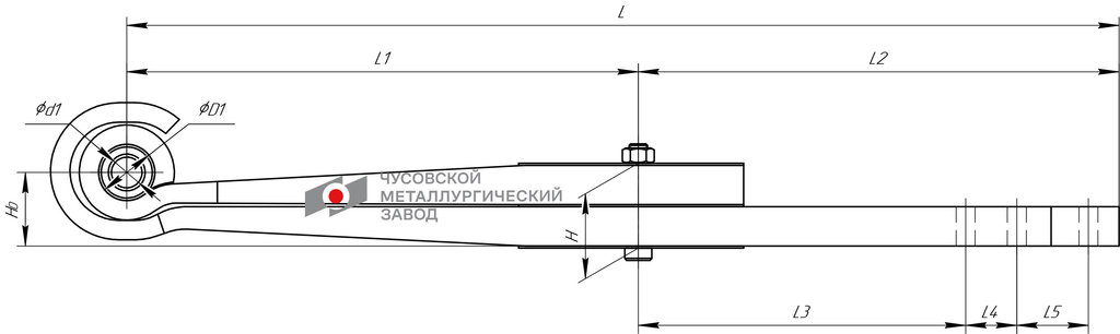 Изображение 1, 1003802ТН Рессора ТОНАР-1130 задняя (2 листа) полурессора (рычаг) L=1044мм ЧМЗ