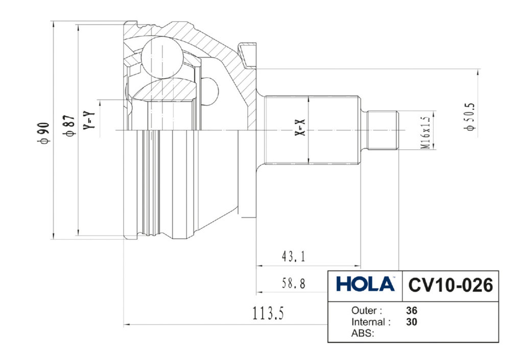 Изображение 4, CV10026 ШРУС наружный VW Polo (02-05) AUDI A1 (10-) комплект HOLA