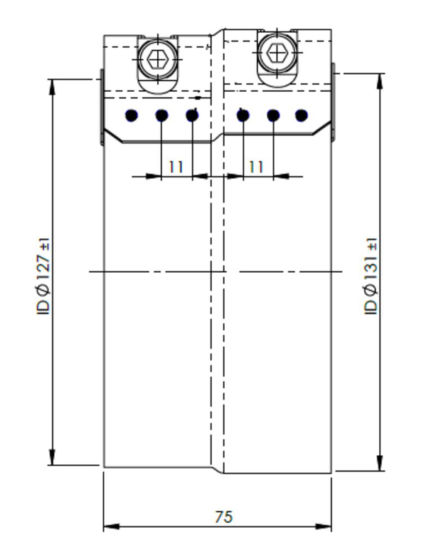 Хомут глушителя DAF ленточный со ступенькой (127х132х70мм) (цинк) E-line, 99327, DINEX