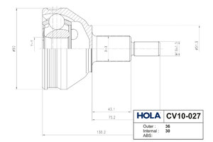 Изображение 4, CV10-027 ШРУС наружный VW Polo (09-) комплект HOLA