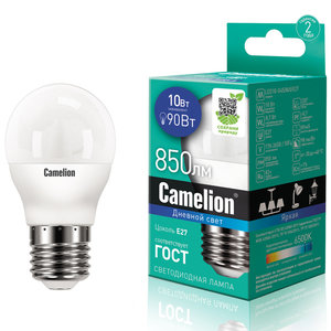 Изображение 1, LED10-G45/865/E27 Лампа светодиодная E27 G45 10W (90W) 220V холодный Ultra CAMELION