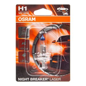 Изображение 1, 64150NLбл Лампа 12V H1 55W P14.5s +150% 3500K блистер (1шт.) Night Breaker Laser OSRAM