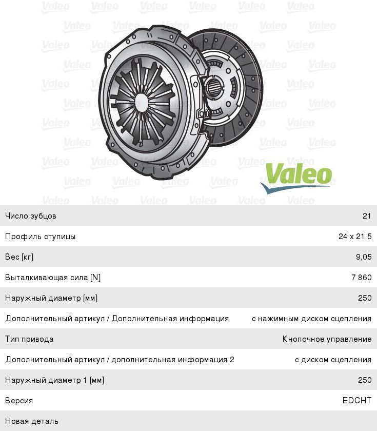 Изображение 1, 826411 Сцепление FIAT Ducato (06-) (2.3 D) (диск+корзина) (250мм) VALEO