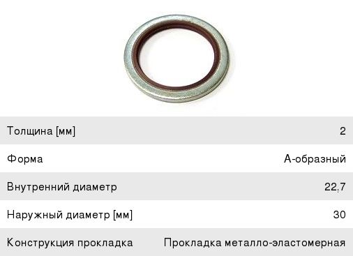 Изображение 1, 153.260 Шайба MAN TGA (02-) RENAULT металло-эластомерная сливной пробки (22.7х30х2мм) ELRING