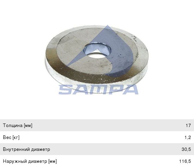 Изображение 1, 105.264 Шайба RENAULT Premium, Kerax, Magnum полурессоры дистанционная (116.5x30.5x17мм) SAMPA